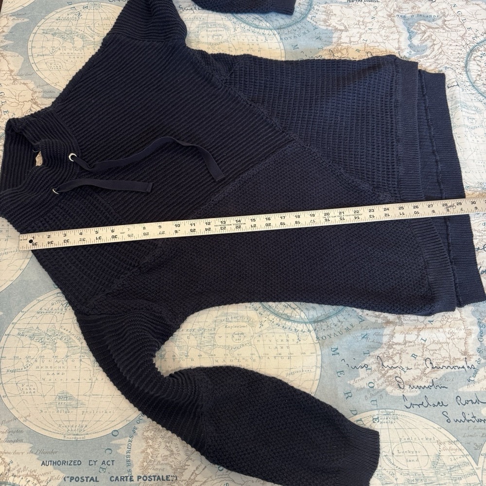 Soft Surroundings Sweater Navy Blue Knit Mock Neck Asymmetrical Patchwork M Edgy - Picture 4 of 15